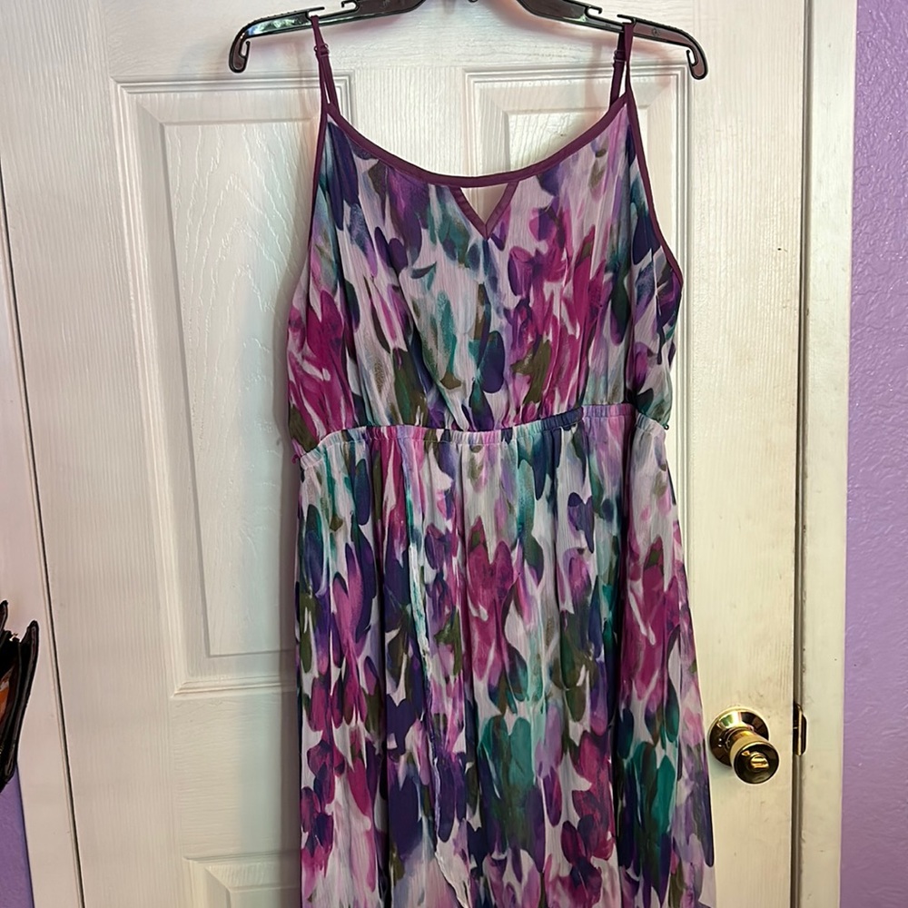 Purple green and blue summer dress